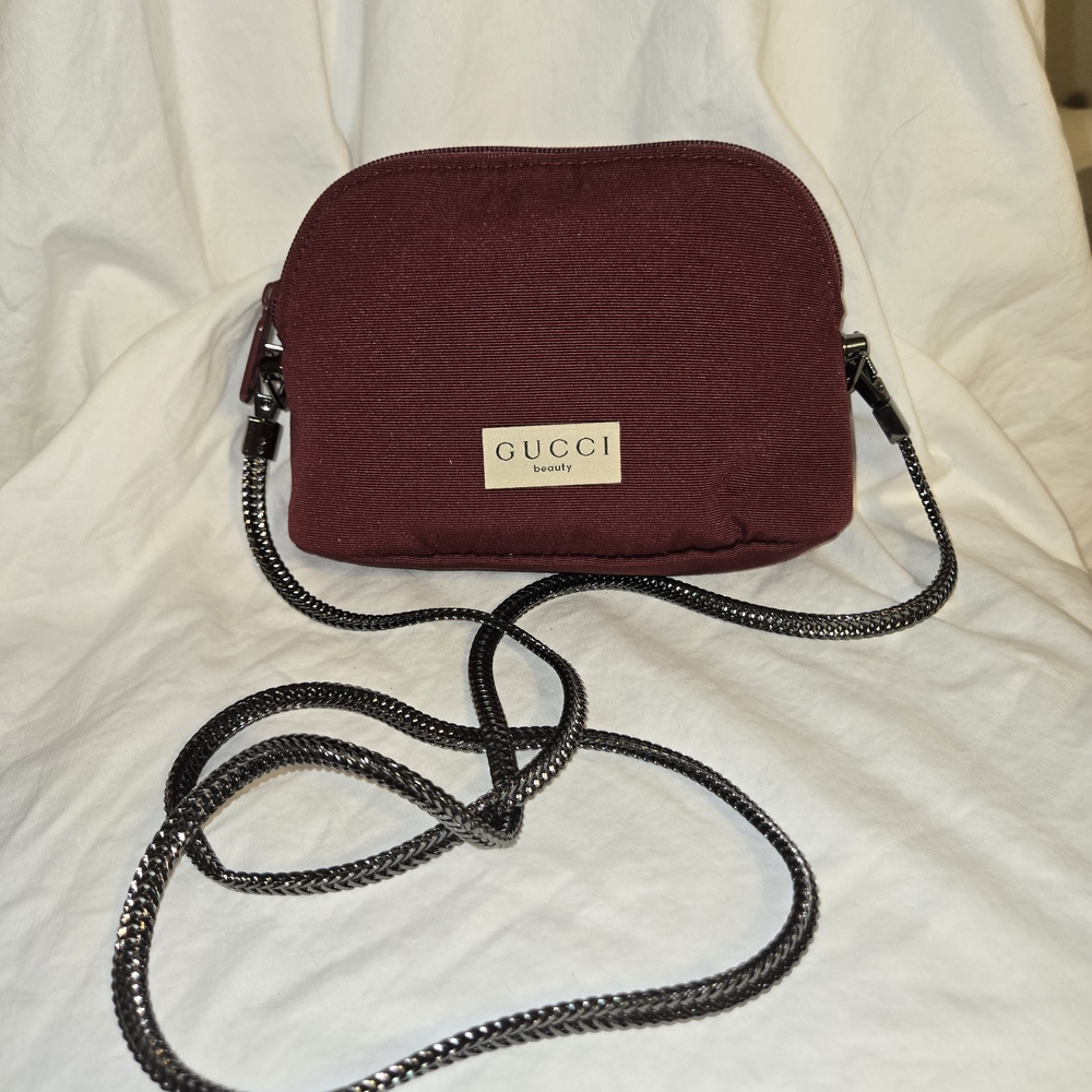 Reworked Burgundy Crossbody Made From Authentic GWP Guccci Makeup Pouch